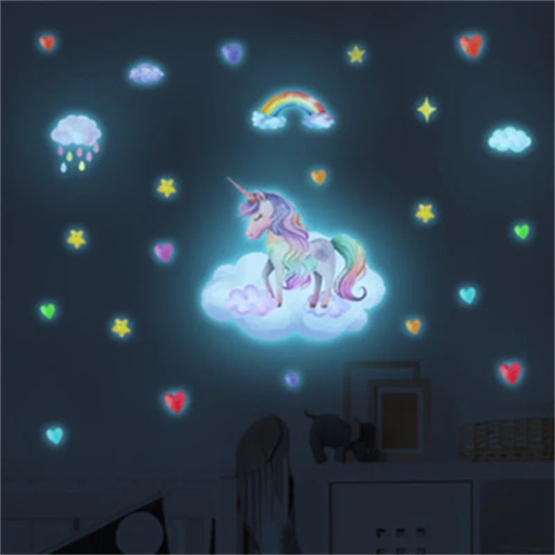 Shine In The Dark Unicorn Stars Wall Stickers for Bedroom childrensterritory