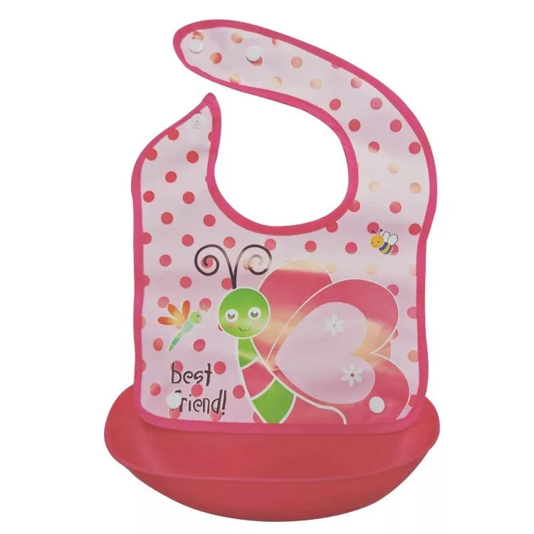 Soft Waterproof Cartoon Printed Adjustable Baby Bibs