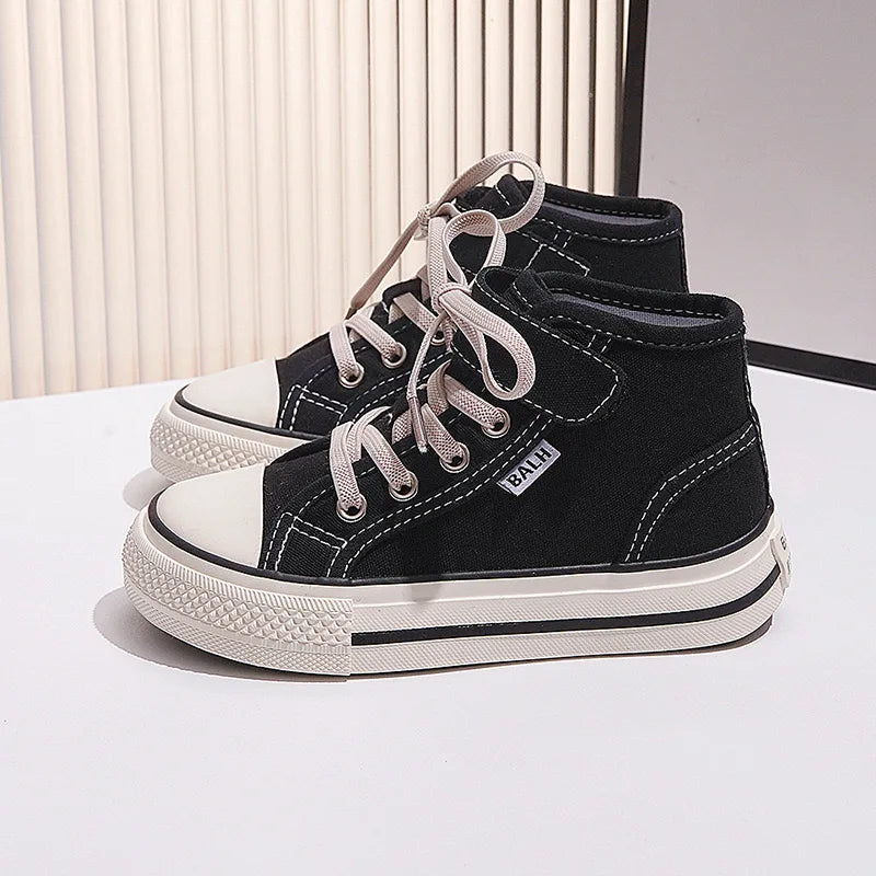 Little Boys Girls Jelly Color Canvas Lace Up Flats Shoes childrensterritory