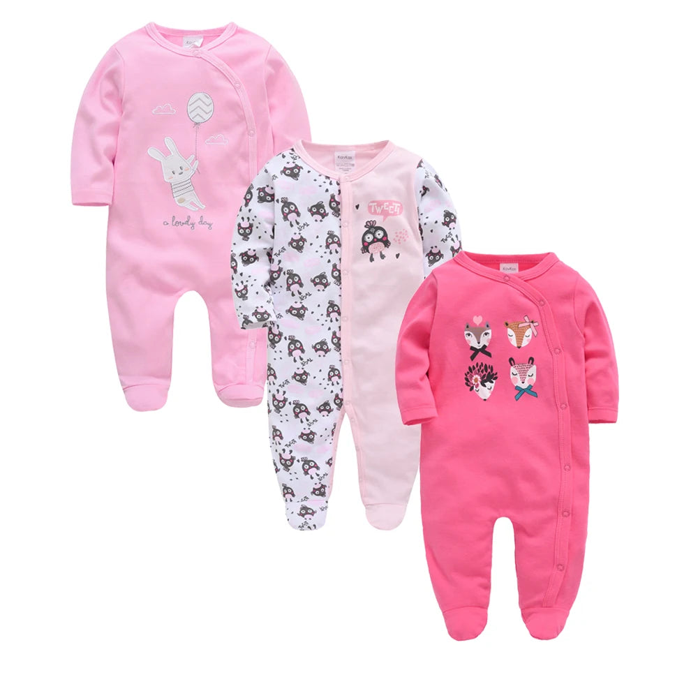 3-4 Pcs/Lot Baby Girls Boys Cartoon Design Cotton Rompers