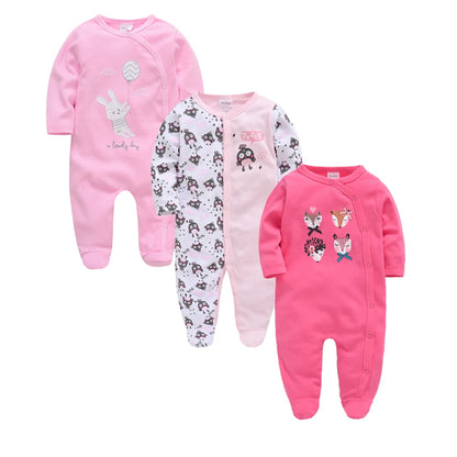 3-4 Pcs/Lot Baby Girls Boys Cartoon Design Cotton Rompers