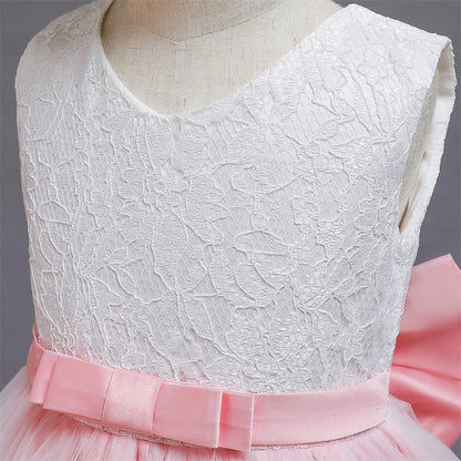 Elegant Baby Girl Big Bow Christening/Birthday Dresses