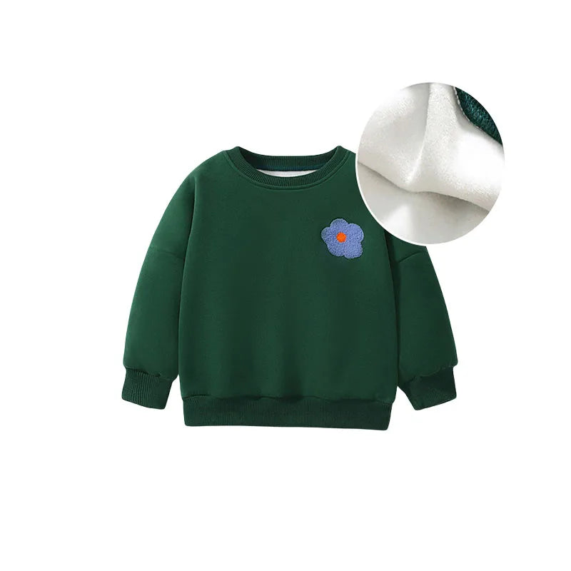Warm Cartoon &amp; Flowers Embroidery Kids Girls Sweatshirts childrensterritory
