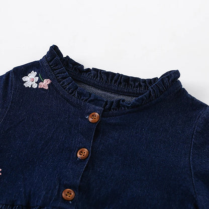 Kids Girls Cartoon Design Autumn Cotton Dresses childrensterritory