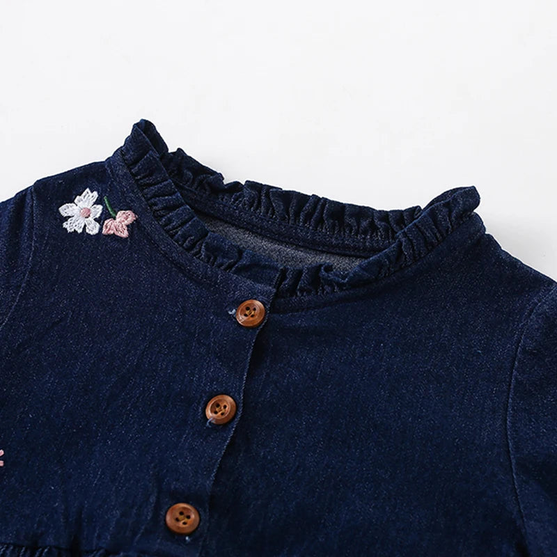 Kids Girls Unicorn Design Denim Princess Dress