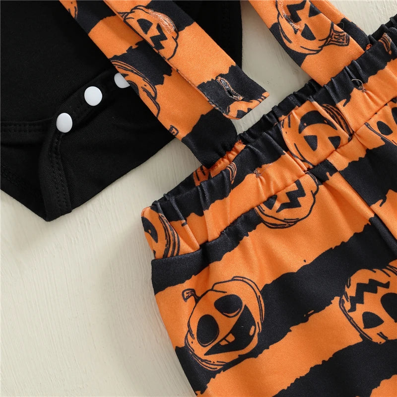 Baby Halloween 3Pcs Funny Pumpkin Printed Costume Set