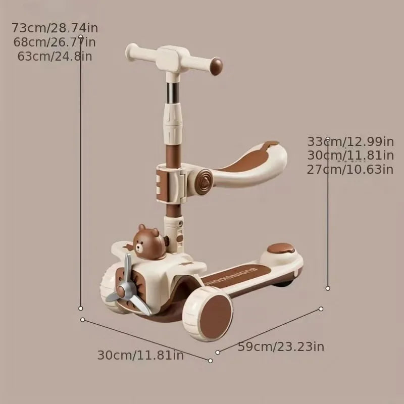 3-in-1 Outdoor Ride On Toys Push Scooter for Toddlers childrensterritory