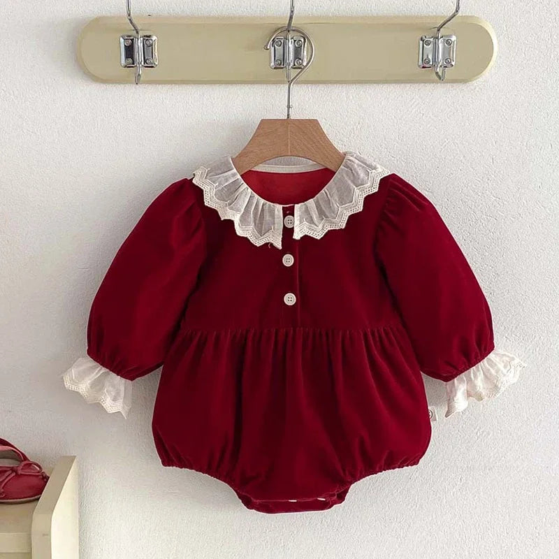 Baby Kids Long Sleeves Lace Design Christmas Party Costumes
