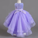 Kids Girls Sequins Design Fluffy Princess Party Trailing Dresses