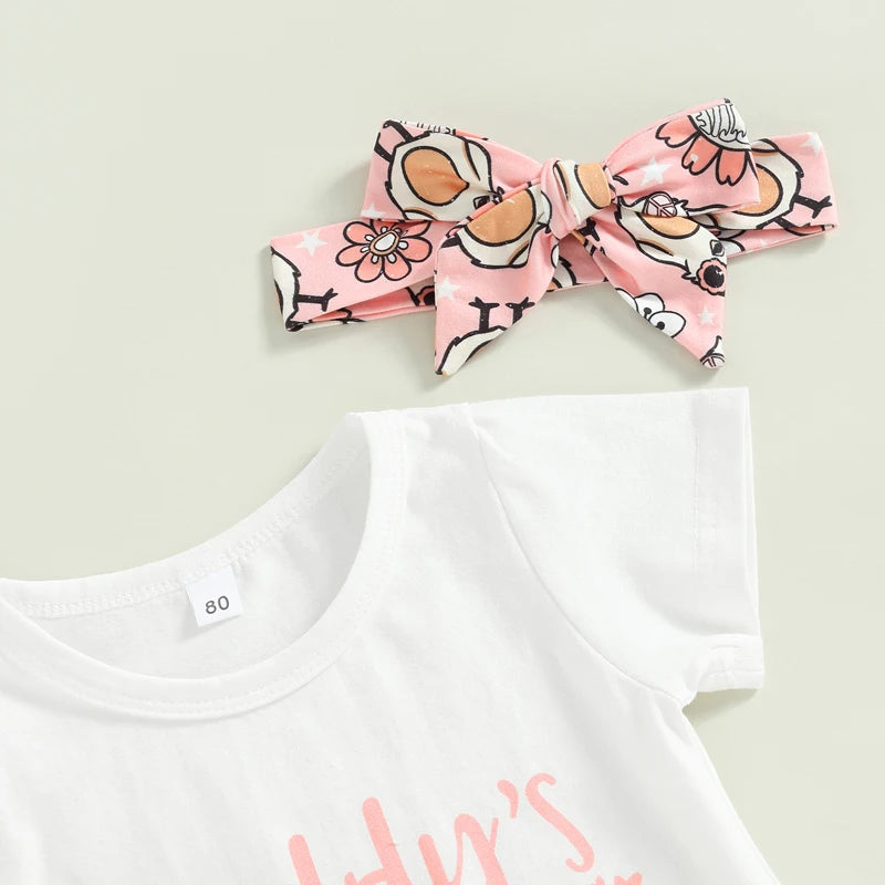 Baby Girls Cartoon Letter Print Easter Outfit Set childrensterritory