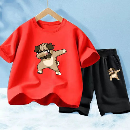 Kids Boys Music Headset Print T-shirt and Shorts Set childrensterritory