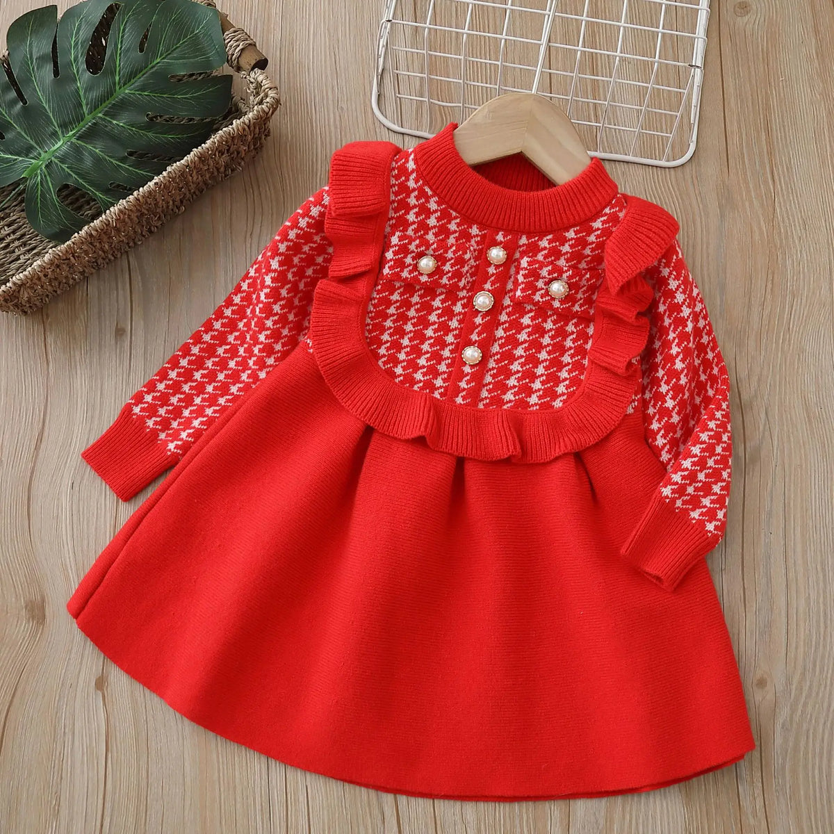Girls’ Long-Sleeved Warm Casual Dresses childrensterritory