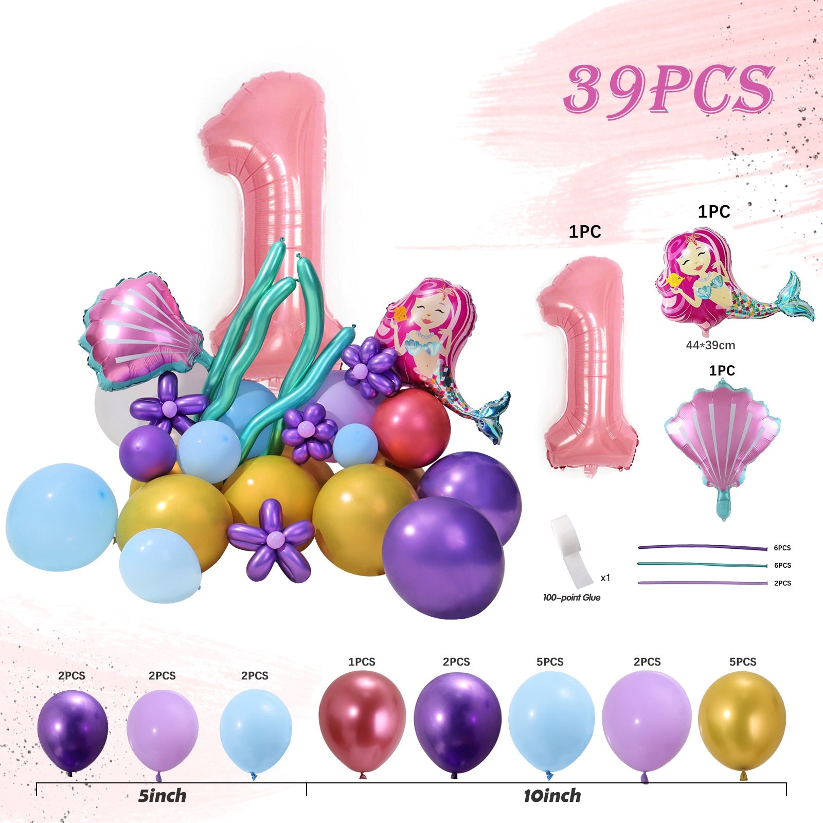 75/87/102 Pcs Little Mermaid Theme Party Balloon Arch Decorations childrensterritory