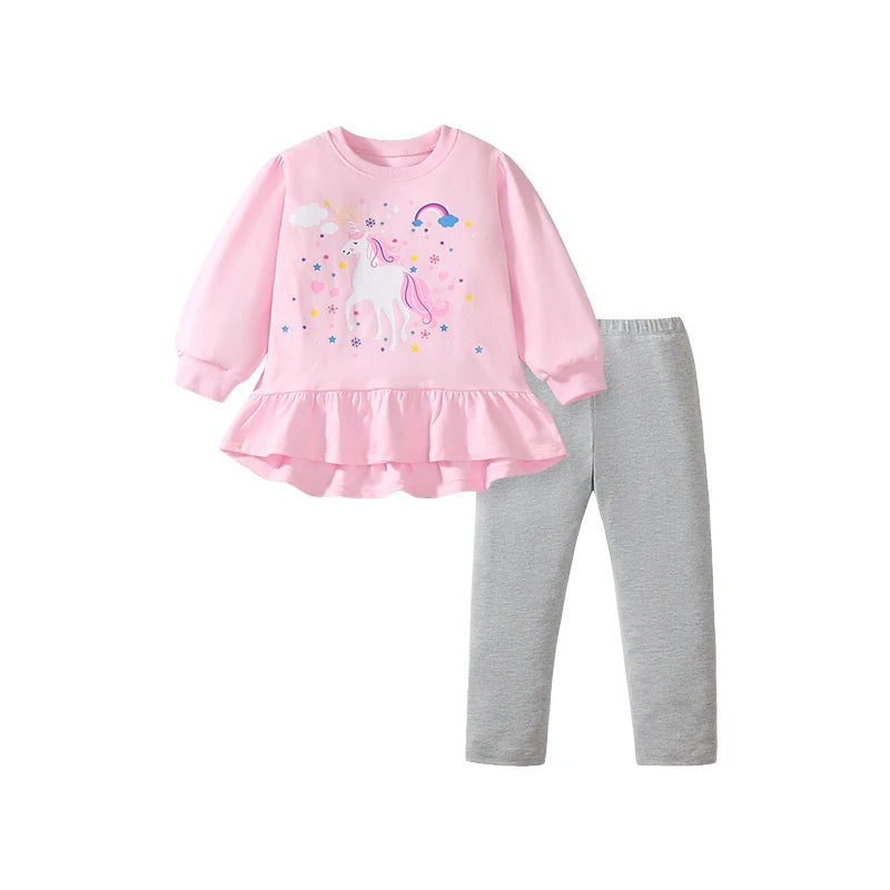 Girls Cartoon Design Full Sleeves T- Shirts And Leggings Set childrensterritory