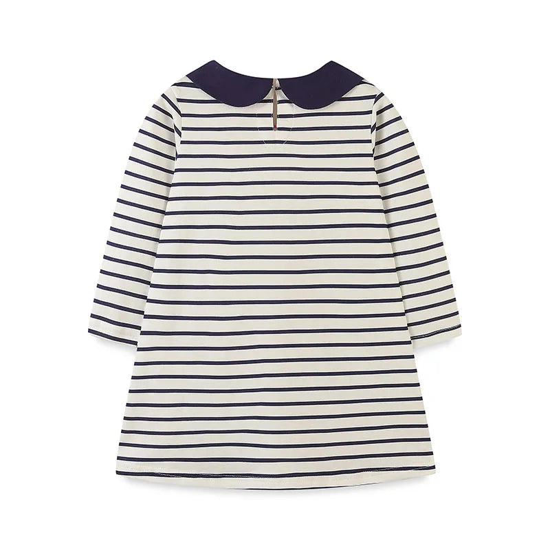 Heart and Birds Embroidery Girls Long Sleeves Dress childrensterritory