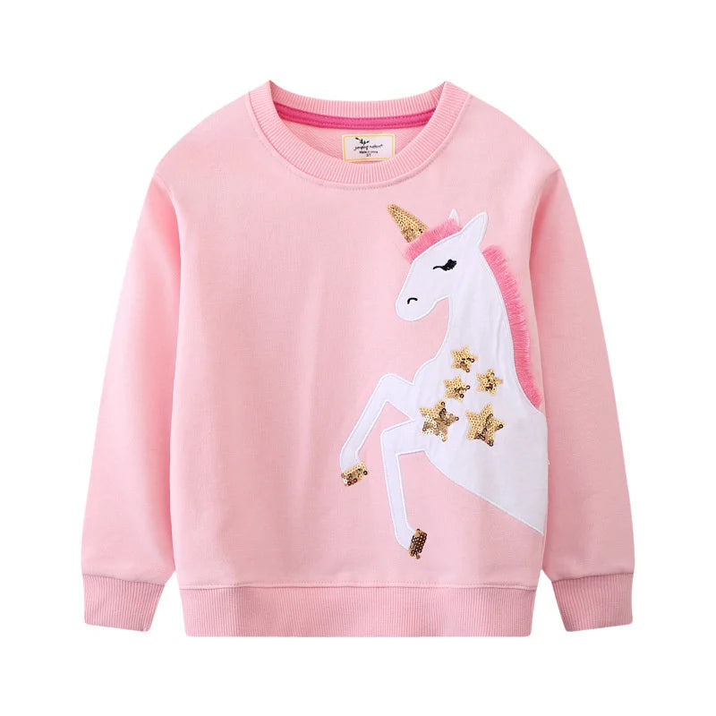 Kids Girls Cartoon Embroidery Long Sleeve Sweatshirts
