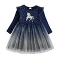 Cartoon Print Long Sleeve Girls Sequined Princess Dresses childrensterritory