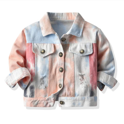 Kids Stylish Tiedye Denim Jackets for Spring Autumn childrensterritory