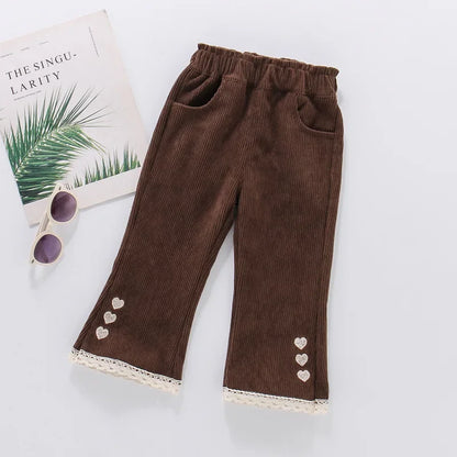 Kids Girls Corduroy Long-Flared Pants for Spring Autumn childrensterritory
