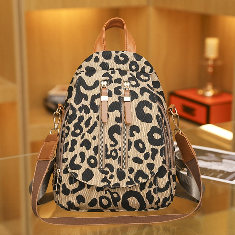 Leopard Print Casual Travel Shoulder Bags For Teenager childrensterritory