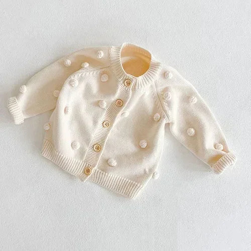 Solid Color Long Sleeve Infant Girls Knitted Cardigans childrensterritory