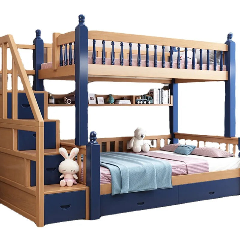 Space Saver Wooden Bunk Bed with Staircase and Storage childrensterritory