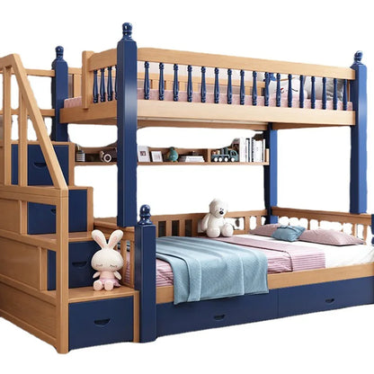 Space Saver Wooden Bunk Bed with Staircase and Storage childrensterritory