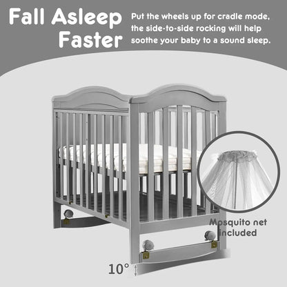 6 in 1 Convertible Crib for Infants with Wheels and Storage childrensterritory