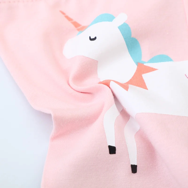 Girls Pink Cartoon Unicorn Print Leggings childrensterritory