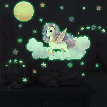 Shine In The Dark Unicorn Stars Wall Stickers for Bedroom childrensterritory