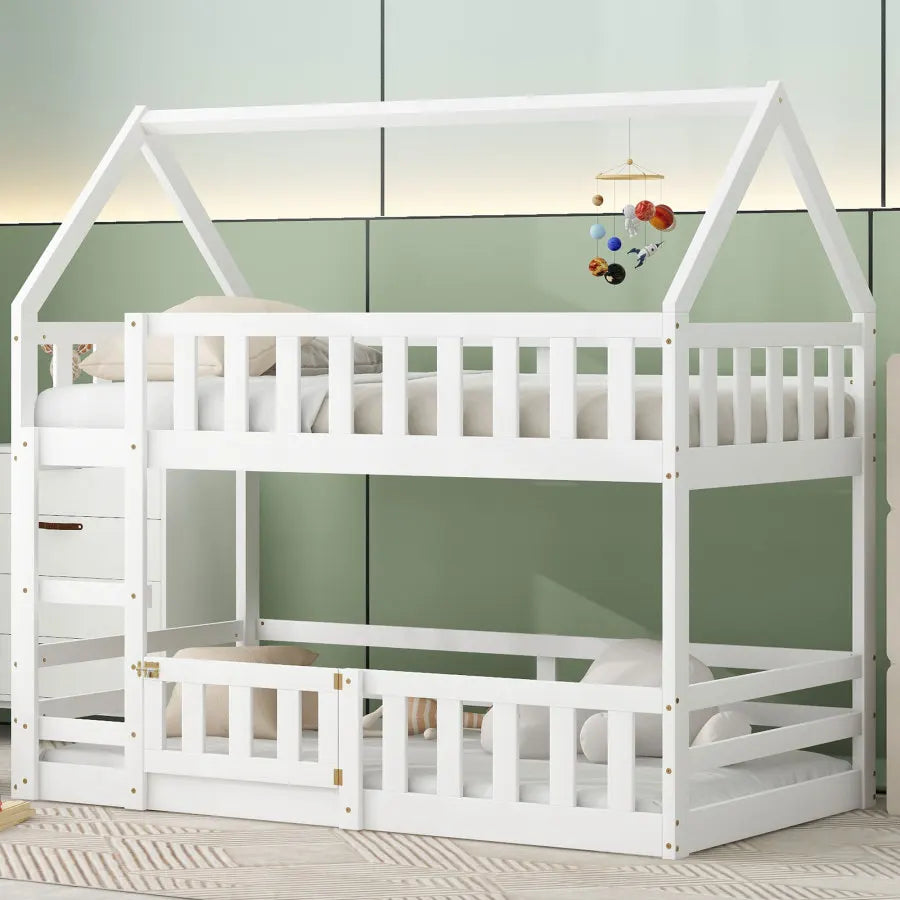 Fenced-in and Door-Equipped Twin-Over-Twin bunk bed