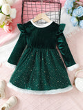 Girls' Long-Sleeved Christmas Party Dresses childrensterritory