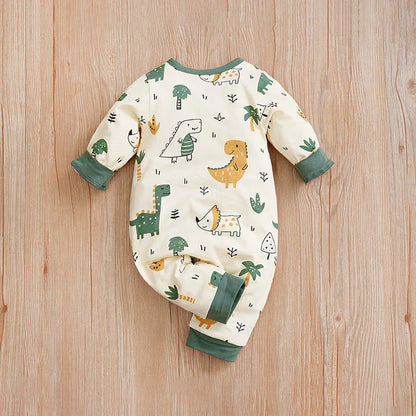 One Piece Dinosaur Print Cotton Baby Romper
