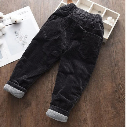 Kids Ankle Length Solid Fleece Warm Cargo Pants Trousers childrensterritory