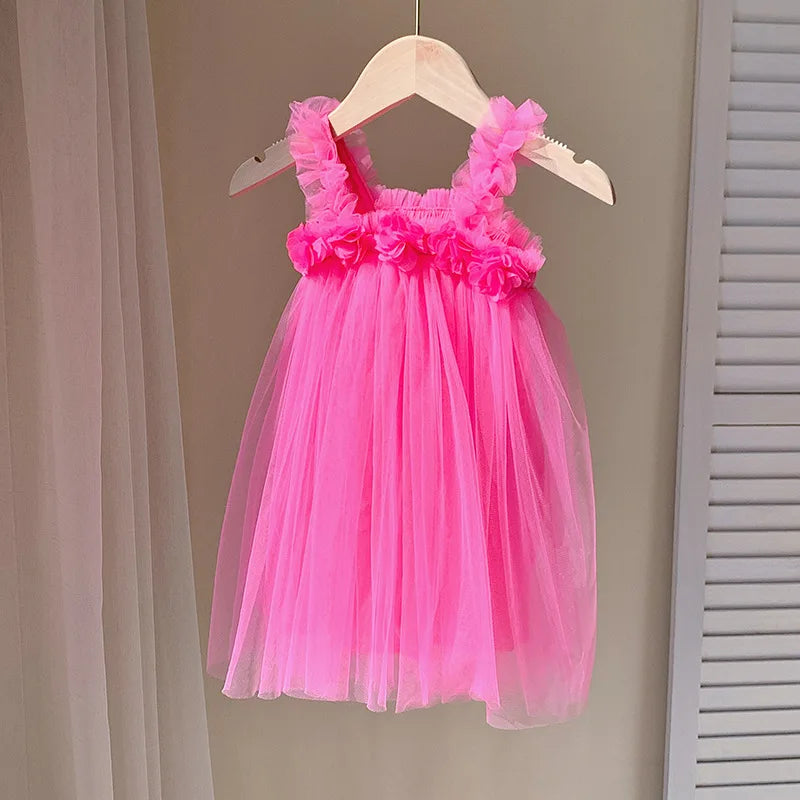 Little Girls 3D Flower Design Tutu Princess Dresses for Summer childrensterritory