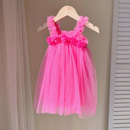 Little Girls 3D Flower Design Tutu Princess Dresses for Summer childrensterritory