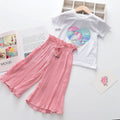 Kids Girls 2pcs Unicorn Sequins Chiffon Clothing Sets