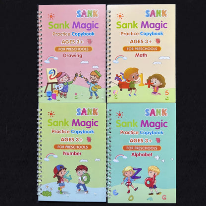 Kids 4pcs Reusable Sank Magic Practice English Version Copybook childrensterritory
