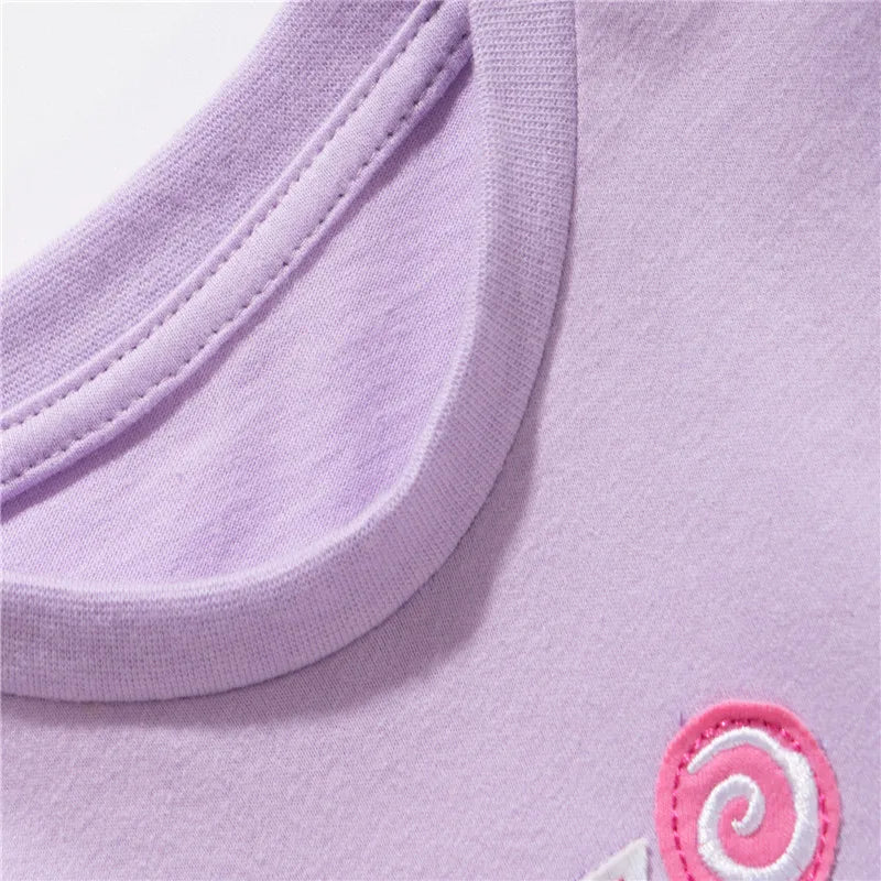 Unicorn and Ice Cream Embroidery Summer Tops for Girls