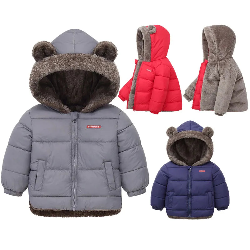 Thick Fleece Cashmere Padded Warm Hooded Jackets for Kids childrensterritory
