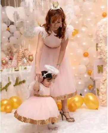 Backless Mommy and Me Matching Party Dresses