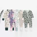 Baby Printed Bamboo Fiber Long Sleeve Zipper Sleepwear