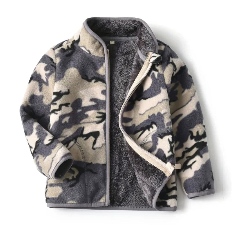 Kids Boys Girls Plus Velvet Warm Winter Zipper Outwear childrensterritory