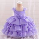 Elegant 3D Rose Flower Tiered Design Baby Christening Dresses