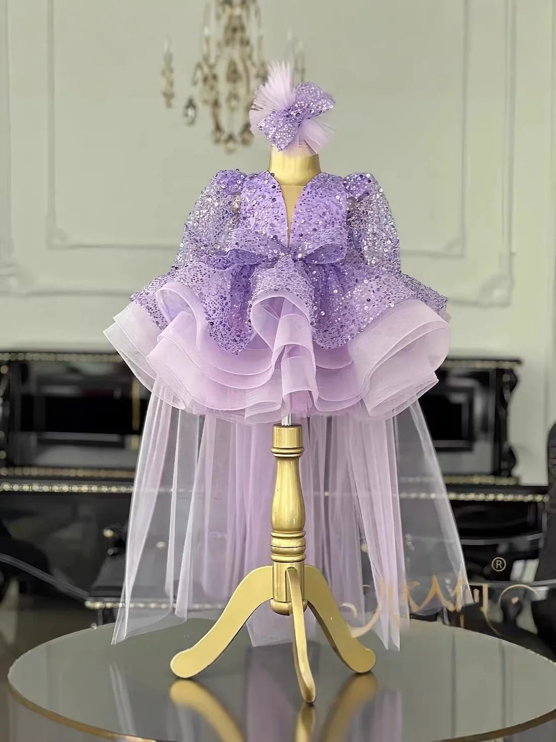 Baby/Kid Girls  Shiny Sequins Tutu Party Gown with Headbow
