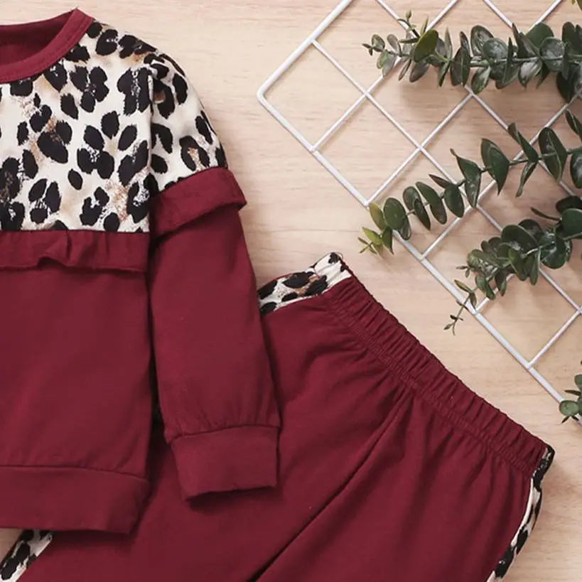 2Pcs Toddler Girl Leopard Print Clothing Sets