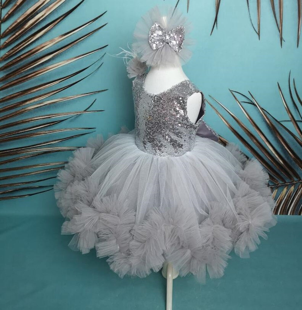 Handmade Girls Party Dress with Detachable Train childrensterritory