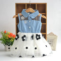 Baby Girl Flower Mesh Denim Dress for Summer childrensterritory