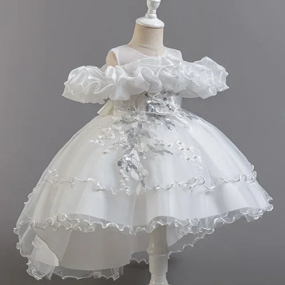 Beaded Sequined First Birthday Party Dresses for Baby Girls