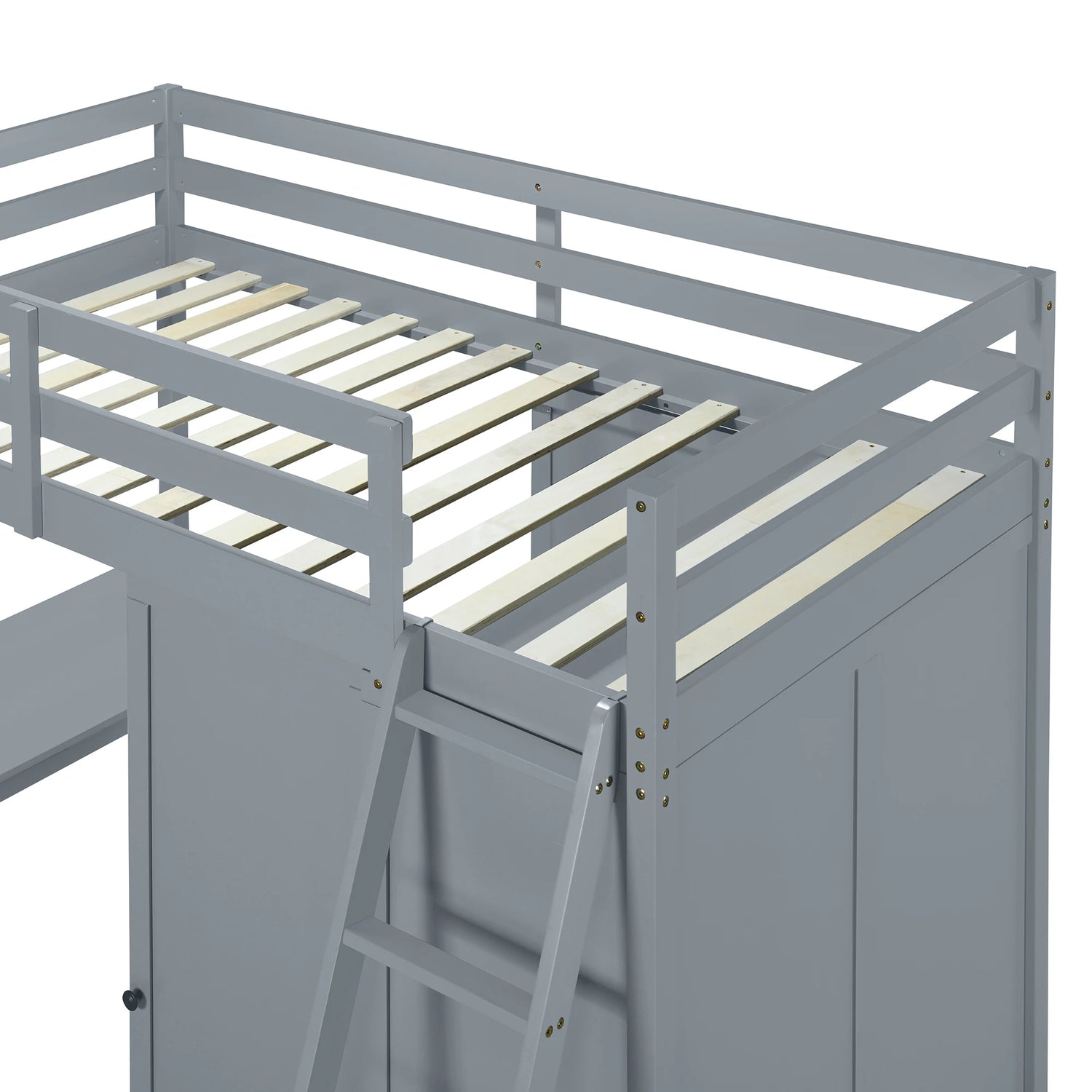 Loft Bed Made of Wood with Desk and Wardrobe for Bedroom childrensterritory